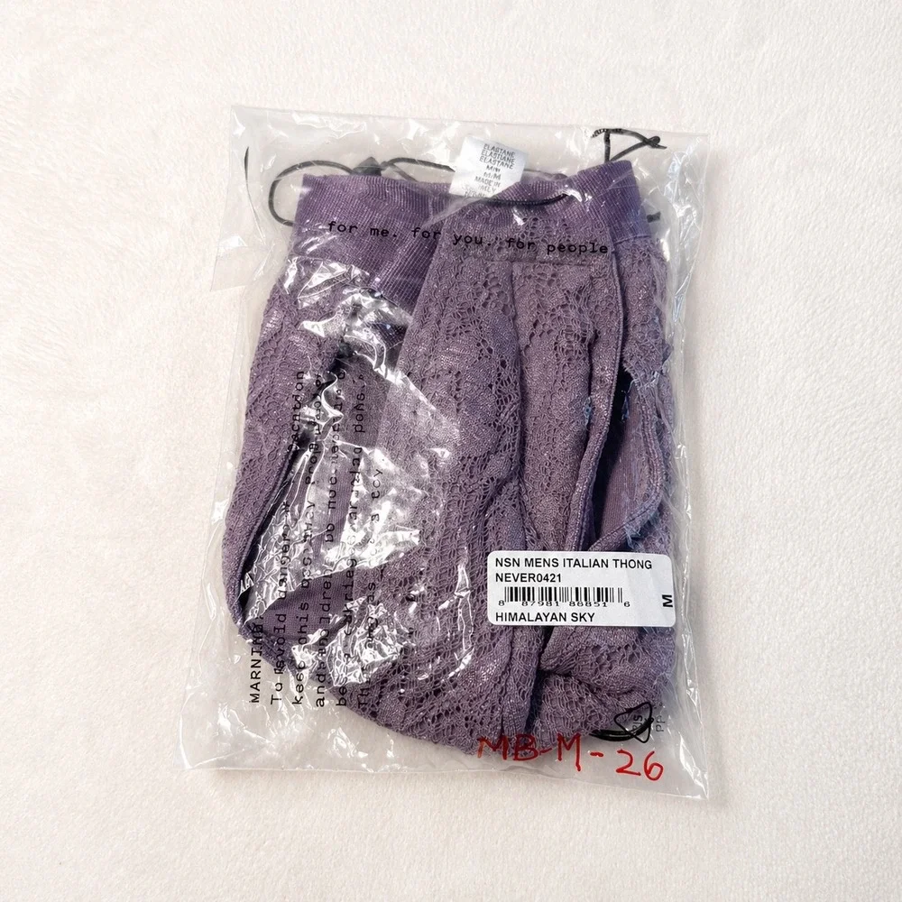 COSABELLA NSN Men's Italian Thong Himalayan Sky Purple Lace /‎ Size M - NWT